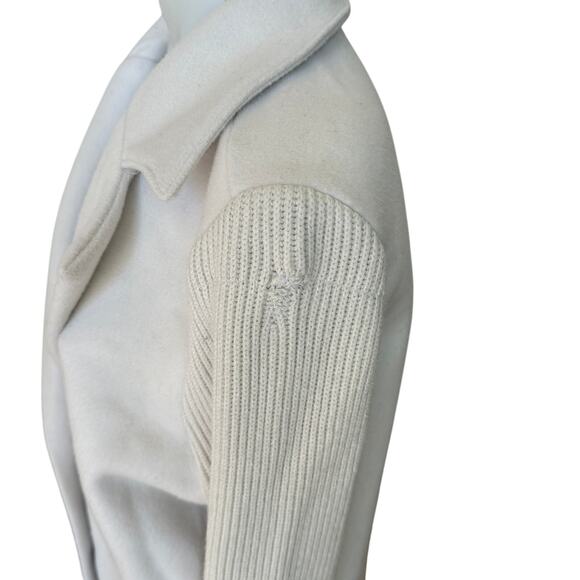 Splendid White Double Breasted Sweater Jacket SMALL Felted Boxy Career Wool $198 - Picture 10 of 10